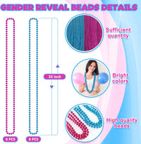 EOBOH 12PCS Mardi Gras Beads, Gold Beaded Necklace Stuff Set - Pink and Blue / 12 - image 2