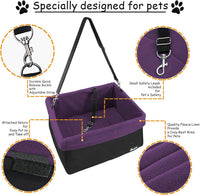 Jespet Dog Booster Seat for Cars, Travel Carrier with Seat Belt – Essentials for Dogs - Purple-16 L x 13" D x 9" H - image 3