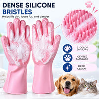 NVNAN Silicone Pet Washing Gloves with High-Density Teeth for Dogs - Pink - image 3