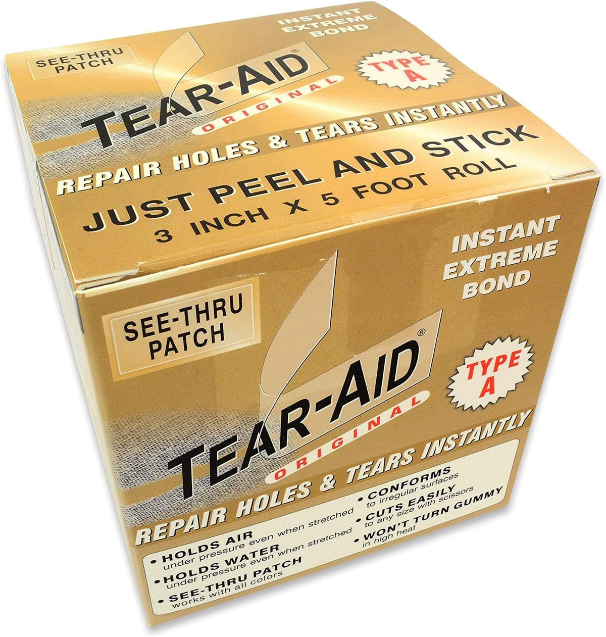 Tear-Aid Fabric Repair Kit, Type A Clear Patch for Canvas - Fabric Repair Roll (Pack of 1)