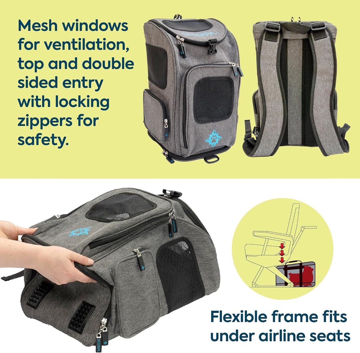 Sherpa 2-in-1 Medium Pet Backpack & Carrier - Duffel Pet Backpack / 17.0"L x 10.5"W x 11.0"H - image 2