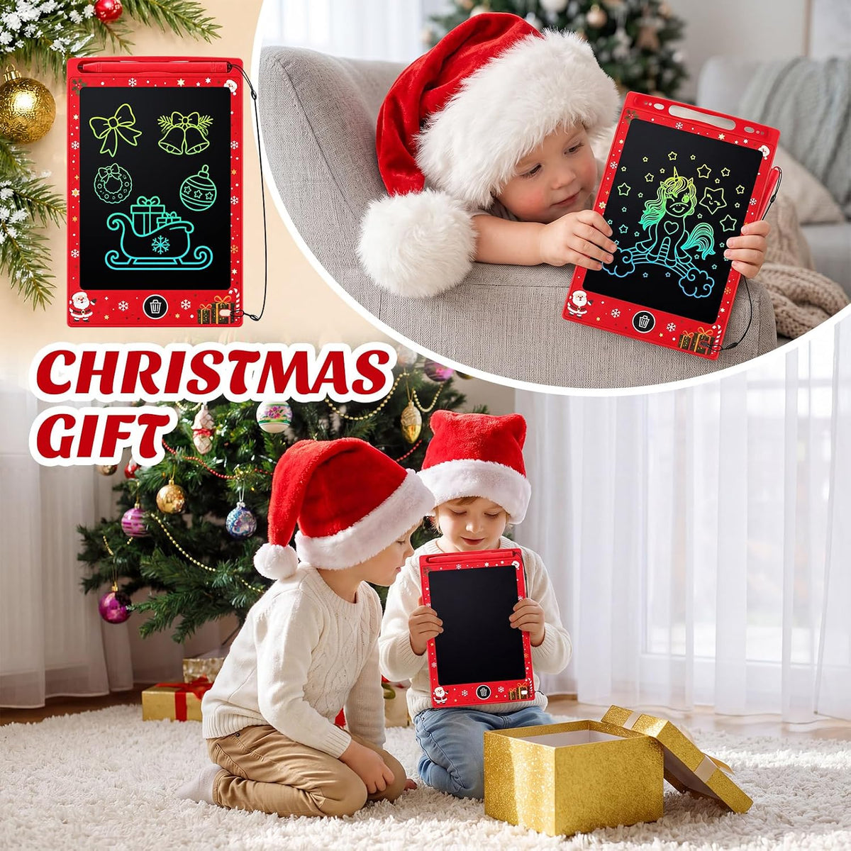 Zhehao 20 Pack 8.5 Inch LCD Writing Tablet Drawing Board - Red / Christmas - image 4