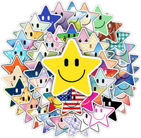 50PCS Smile Face Stickers Cute Water Bottle Stickers for Kids – Fun for Kids & Family - 50pcs Star Stickers