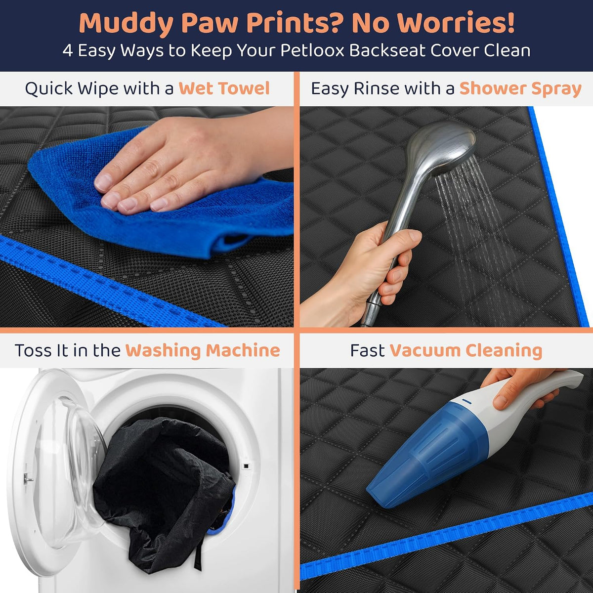 Dog Car Seat Cover for Back Seat, Dog Hammock for Car, SUV - Blue / XL 60"W- Trucks & Full-Size SUVs - image 4