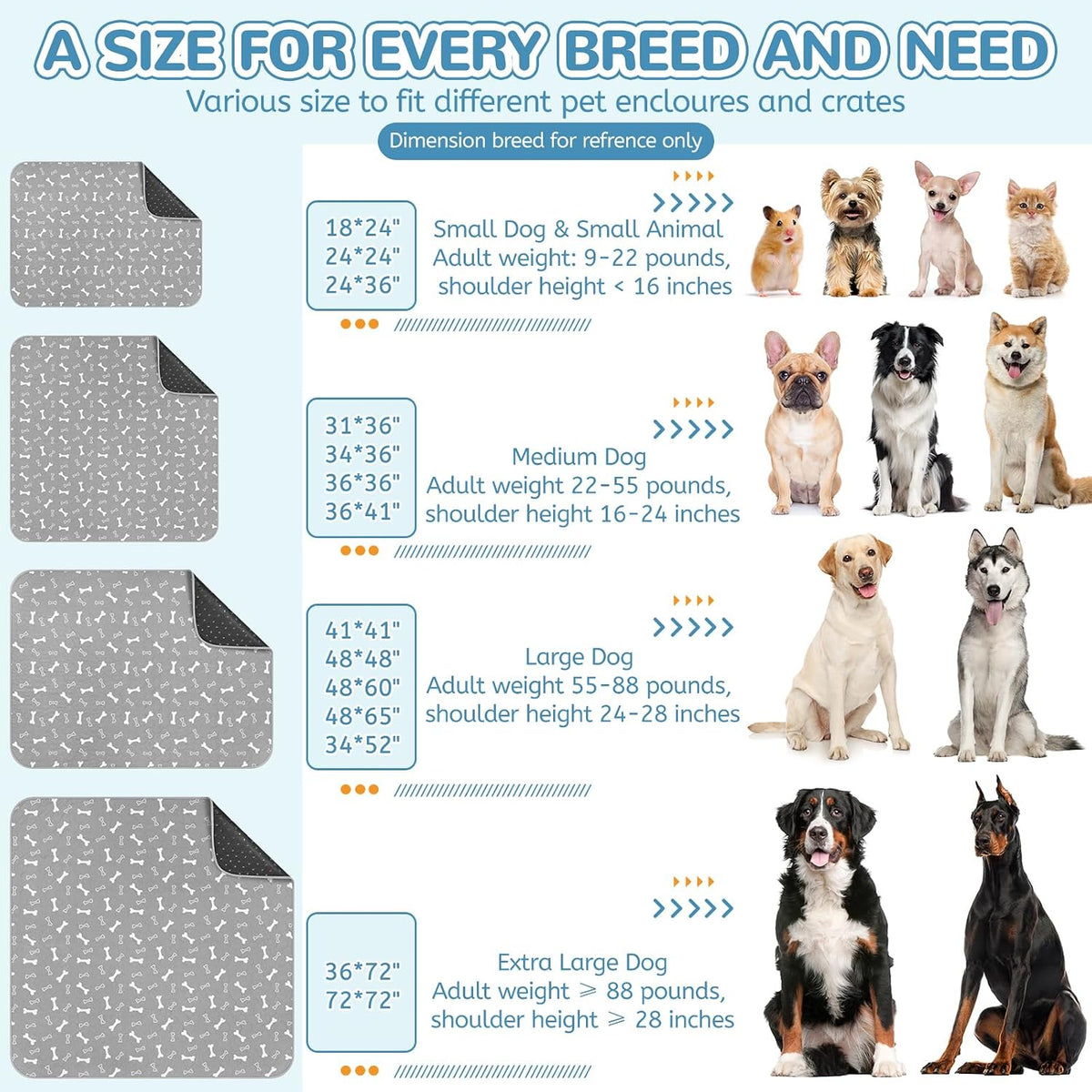 Washable Pee Pads for Dogs, 18"x24" - Gray / 18*24 Inch (Pack of 2) - image 4