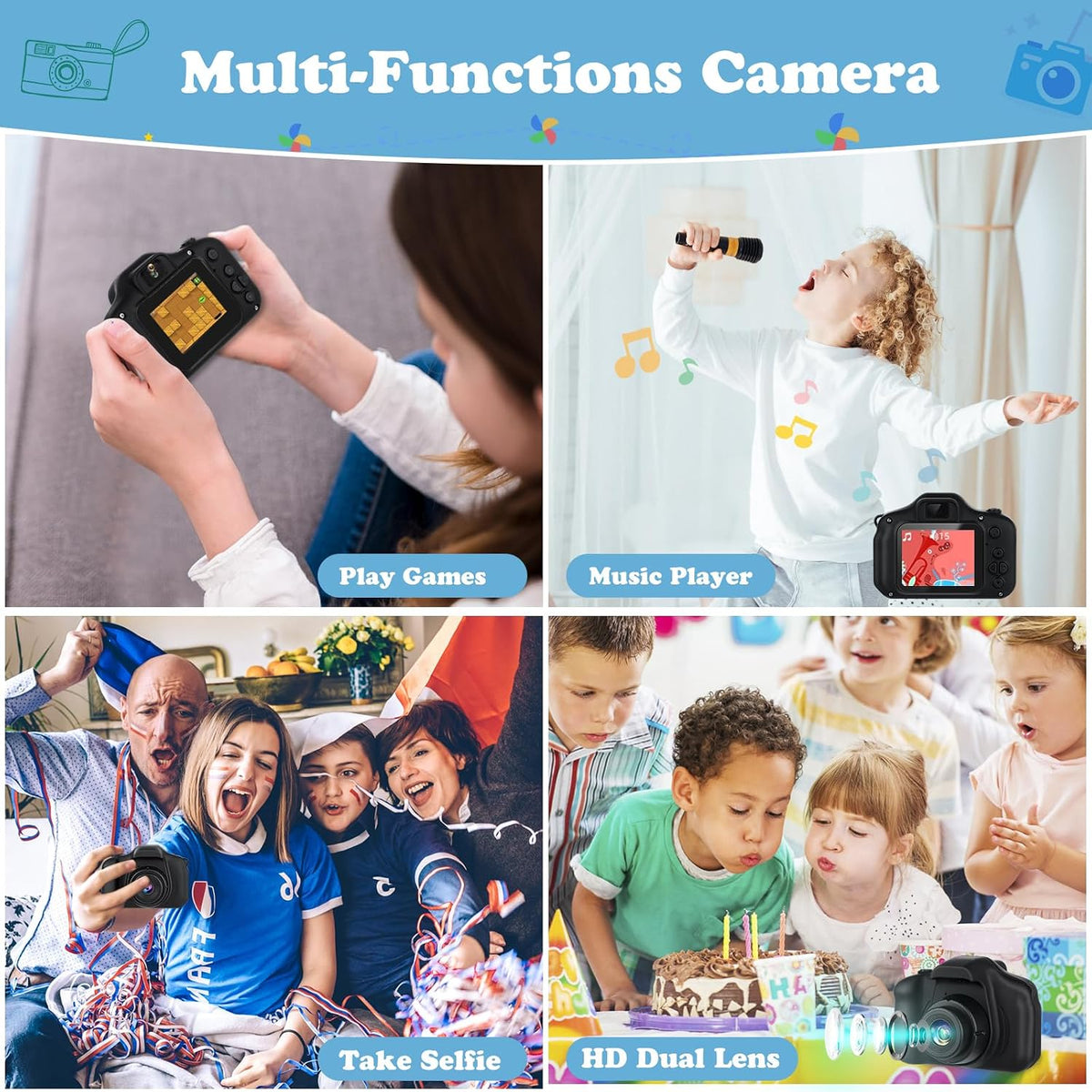 Zeacool Kids Camera, HD Digital Video Camera - Black - image 4