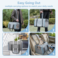 Petsfit Medium Expandable Cat Carrier for Air Travel - 19.0"L x 12.0"W x 12.0"H / Light Gray - image 3