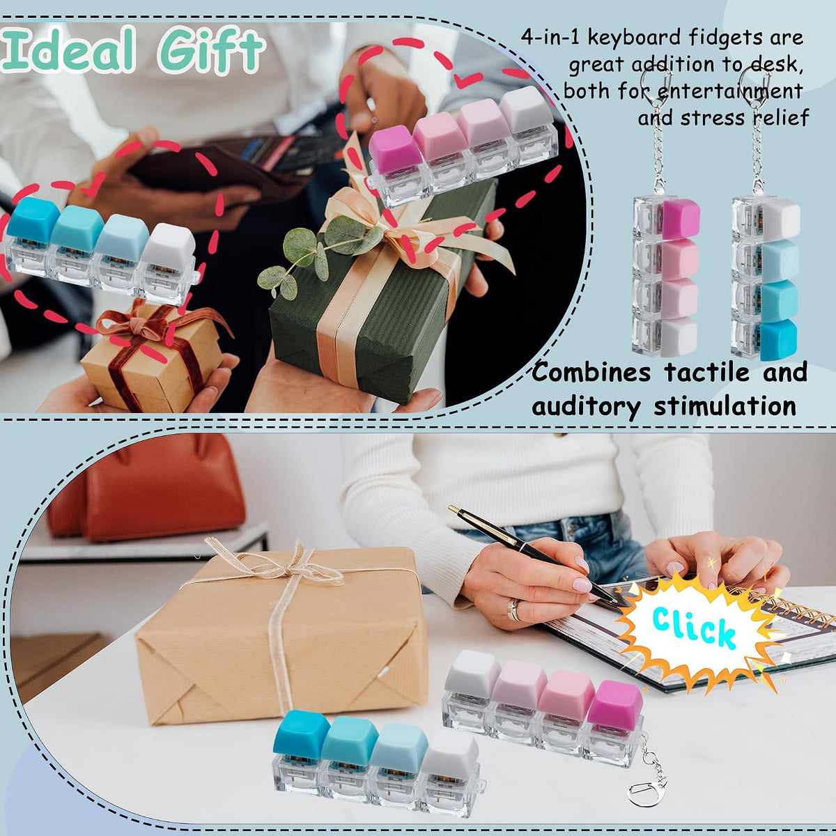 2 PCS Keyboard Fidget Toy - Blue Pink / General - image 4