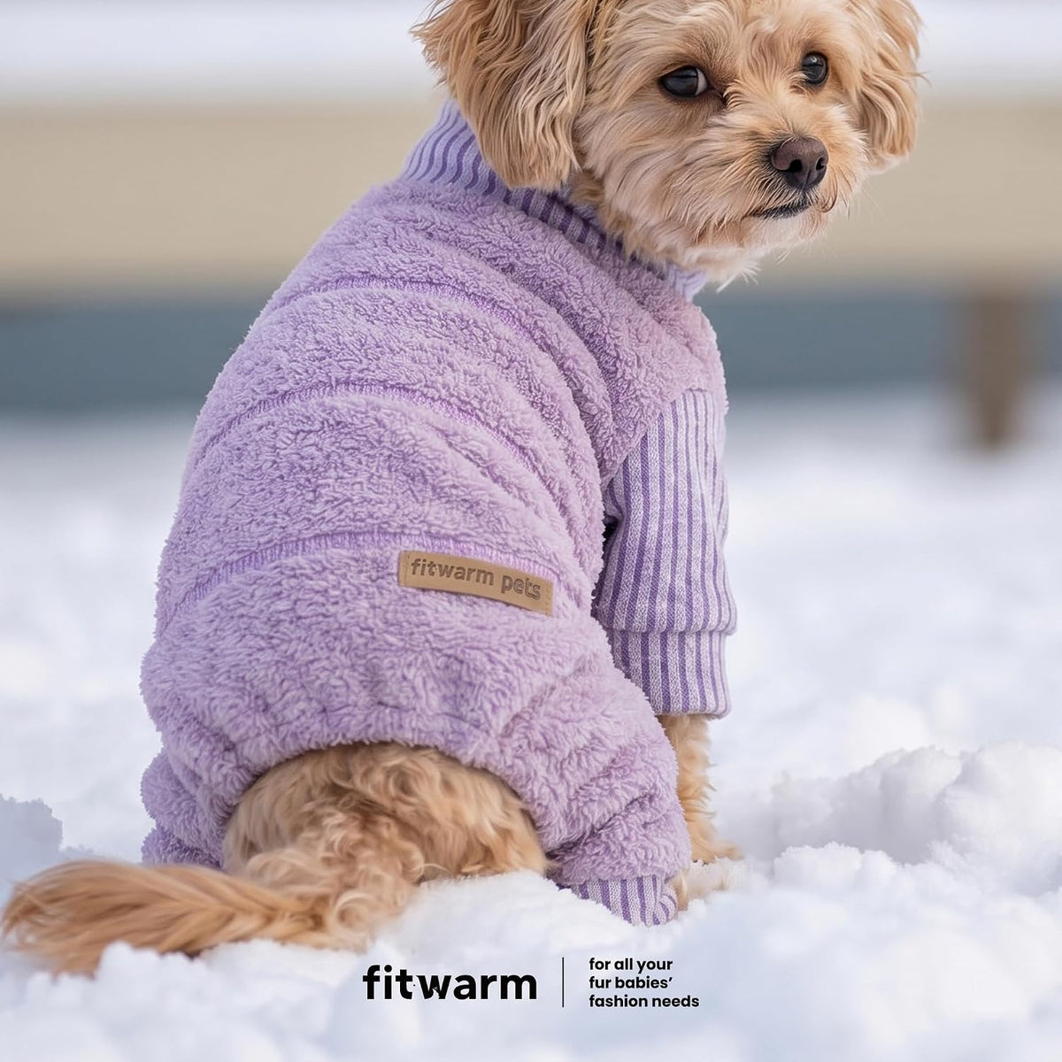 Fitwarm Collared Neck Plaid Dog Pajamas - Medium / Purple - image 4