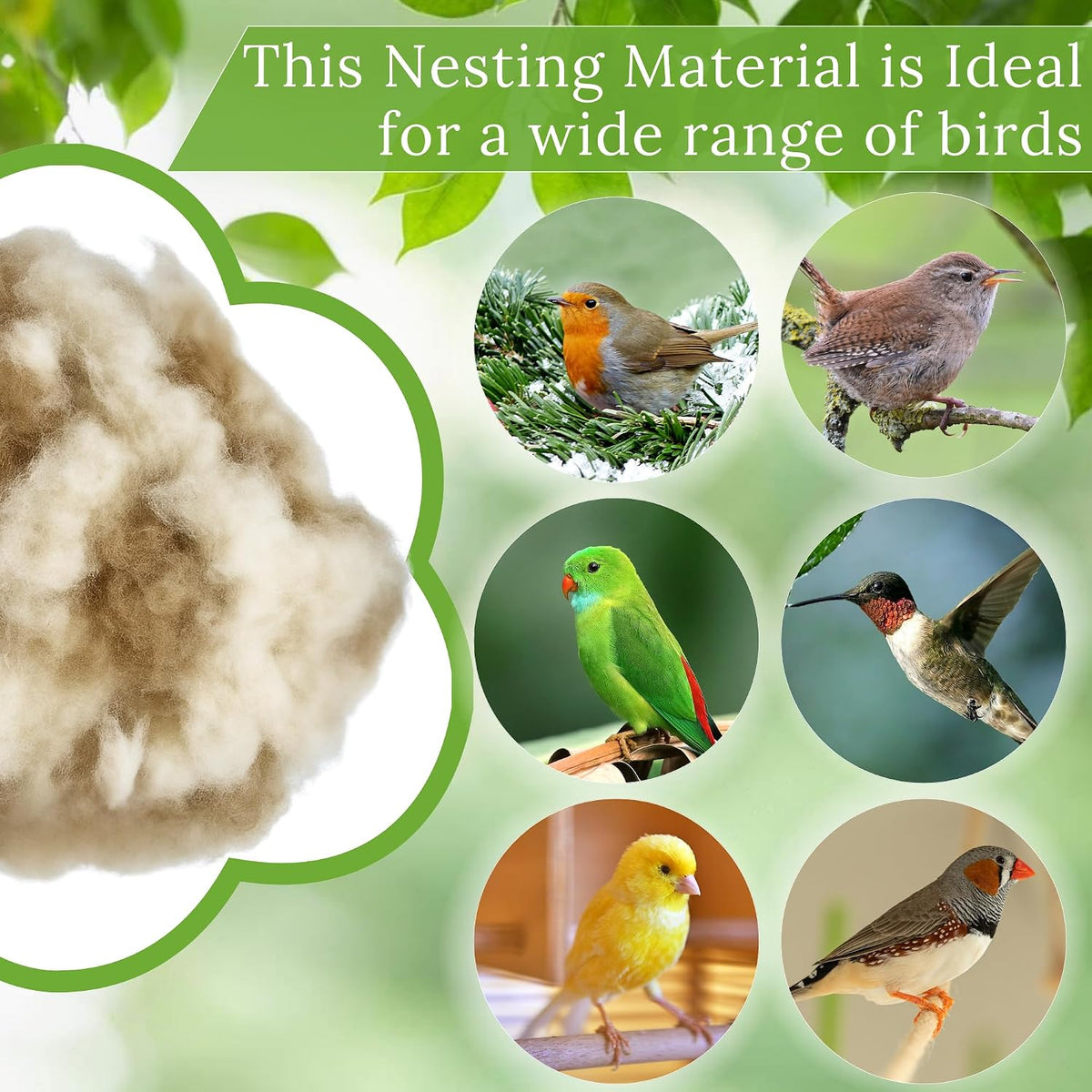 Bird Nesting Material Holder for Hummingbirds - White & Brown - image 3