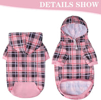 Plaid Dog Hoodie - British Style Warm Dog Sweater Shirt with Leash Hole,Pitbull Clothes - Pink / M-Large - image 3