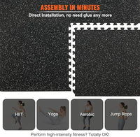 VEVOR 0.56 inch Thick 25 PCS 100 sq.ft Gym Floor Mats, 25" x 25" EVA Foam & Rubber Gym Flooring Workout Floor Mats, Waterproof Exercise Puzzle Flooring for Gym, Home, Garage, Baseme