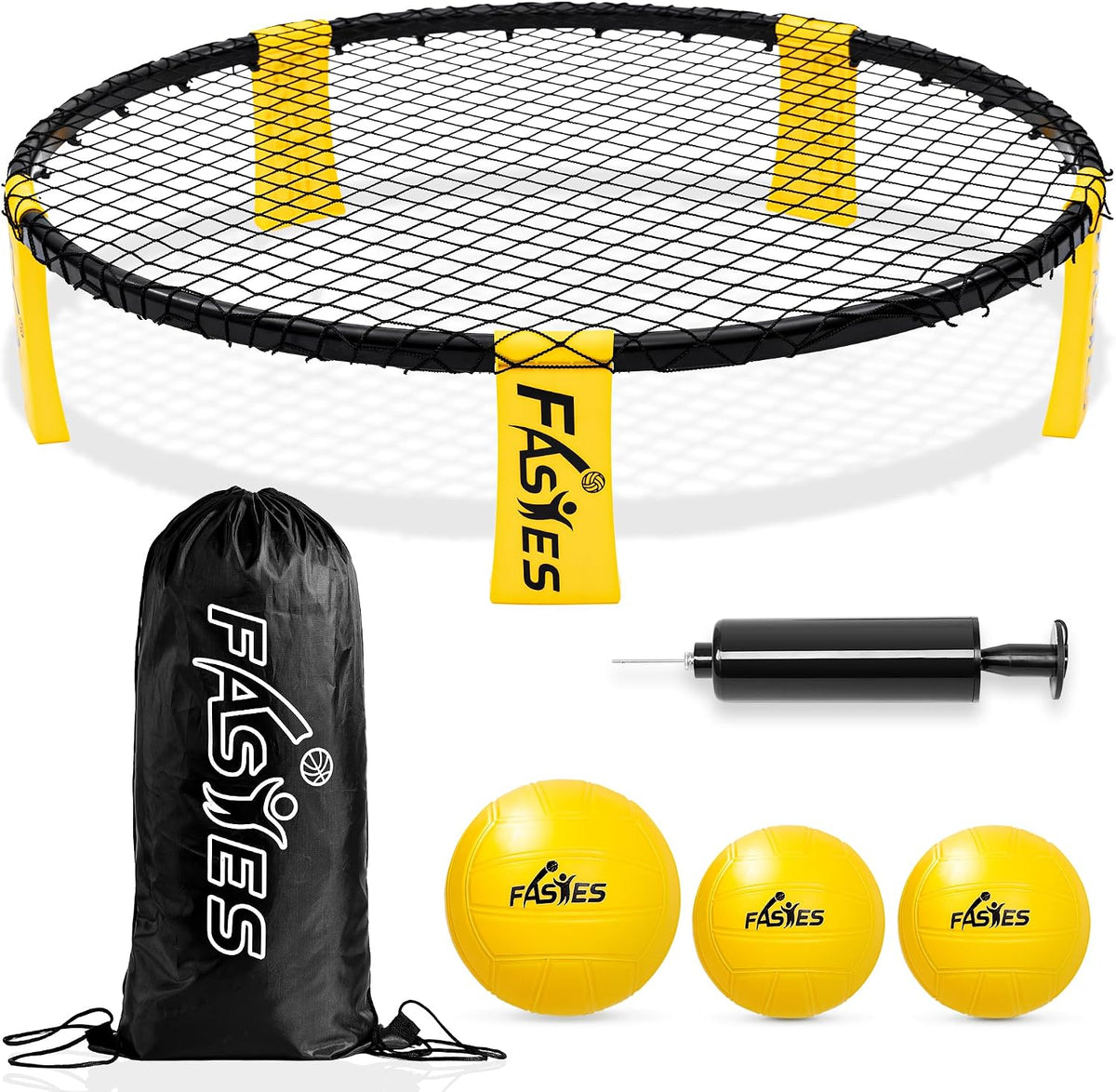 Fastes roundnet game set with round net, three balls and carrying bag