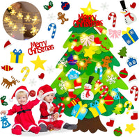 Felt Christmas Tree for Toddlers with Snowflake Light + 32 Ornament - A-Warm Light