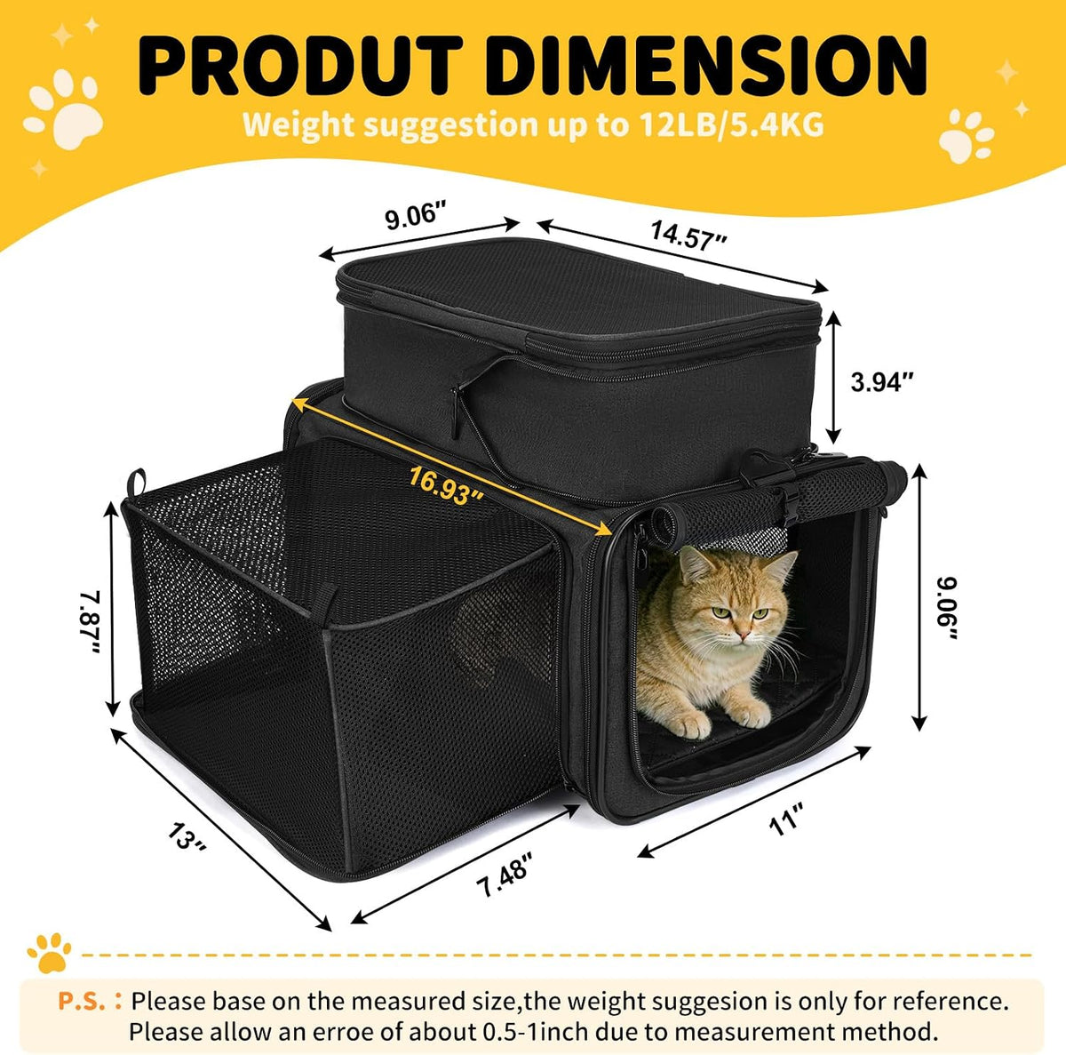 Apollo Walker Cat Carrier Airline Approved Expandable Black – Essentials for Cats - image 2