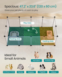 SONGMICS Pet Playpen with Floor, Small Animal Playpen – Essentials for Small Pets - White / 12 Panels - 47.2"L x 23.6"W x 15.7"H - image 3