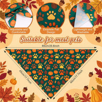 Preboun 100 Pcs Fall Paw Print Dog Bandanas Bulk - Fall Paw Print / 25.6 x 17.7 x 17.7 Inch - image 3