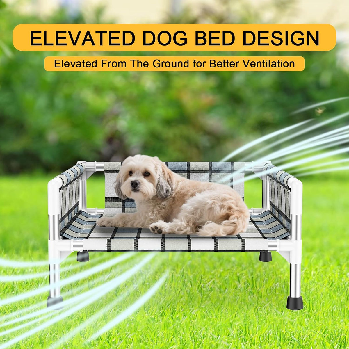 Elevated Dog Bed with with Guardrail - 20'' x 20'' x 12'' - image 4