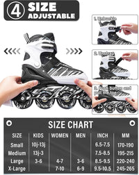 Adjustable Inline Skates for Kids Ages 4-12 – Fun for Kids & Family - White / Large-Youth（3-6 US） - image 3