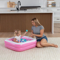3-in-1 Inflatable Baby Pool, Safety Secure Grip Handles - 34" Square Playful Pink - image 4