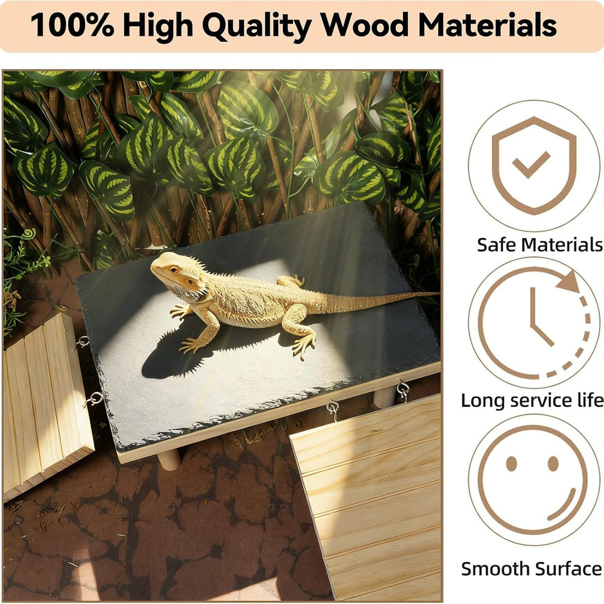 Reptile Bearded Dragon Basking Platform Rock with Climbing Ramp - S - 9.8"D x 5.9"W x 4.7"H - image 2
