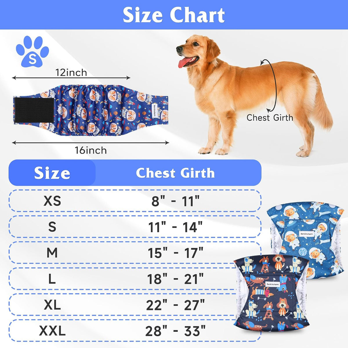 5 Pack Dog Diapers Male, High Absorbing Dog Wraps - XX-Large / Space - image 3
