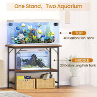 Snughome 10-20 Gallon Fish Tank Stand - Rustic Brown / 40 Gal-2 Tier - image 4