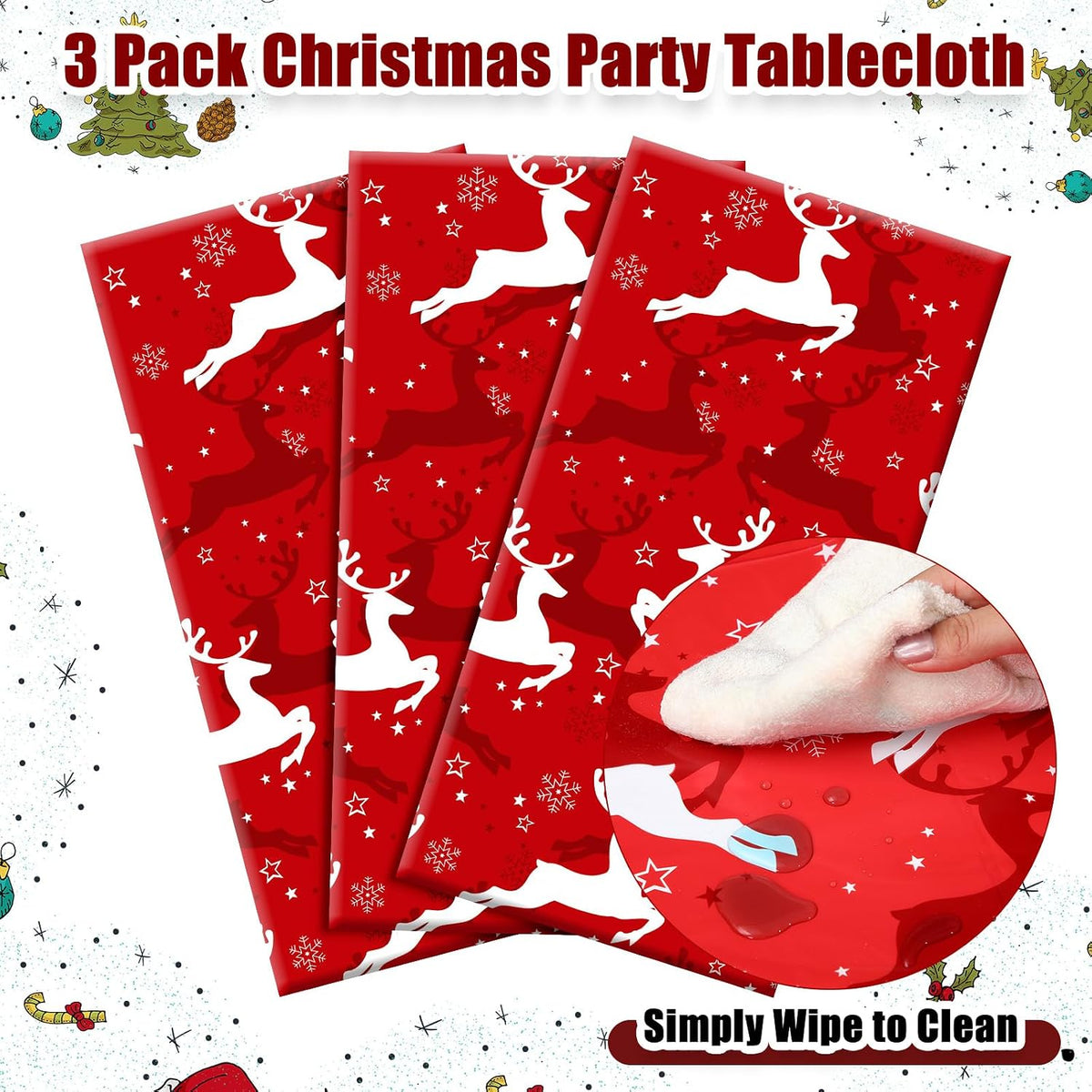 Newwiee 3 pack Halloween plastic tablecloths with candy corn print, 108 x 54 inches - view 34