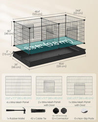 SONGMICS Pet Playpen, Small Animal Cage – Essentials for Small Pets - Black / 48.4"L x 24.8"W x 18.1"H / 7 Panels with Bottoms - image 2