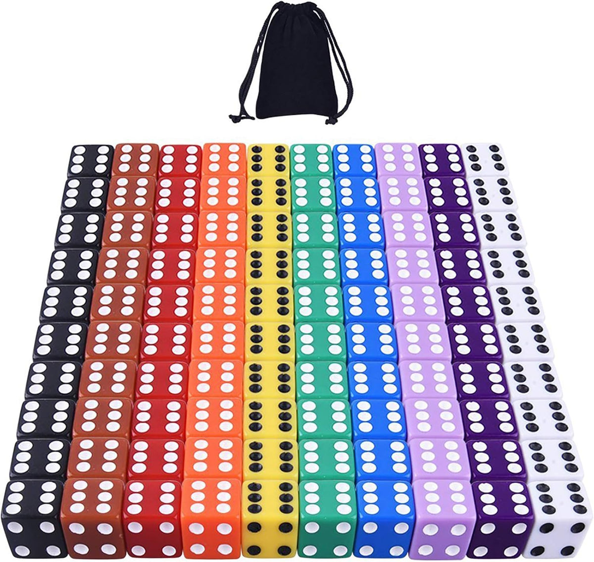 AUSTOR 100 Pcs 6 Sided Game Dice Set - Square, Plain