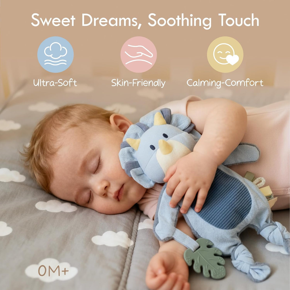 Moonkie Baby Lovey with Silicone Teether - Blue - image 2