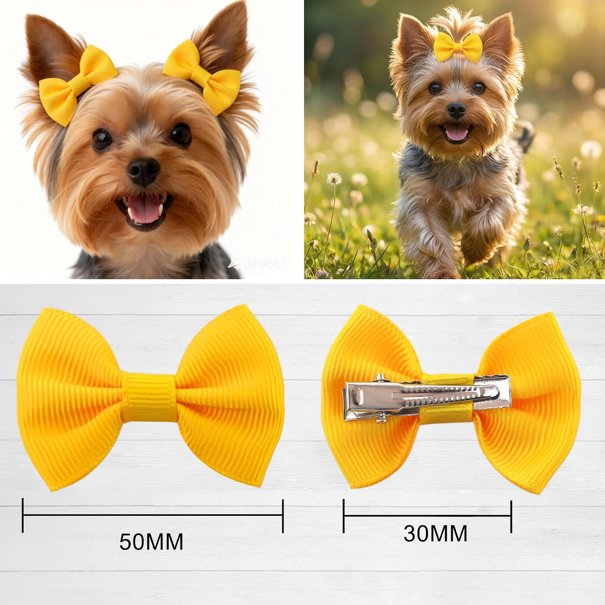 Dog Hair Bows Small Puppy Clips for Pet Grooming Accessories Doggy - 2in solid dog hair clips 30 Pairs - image 2