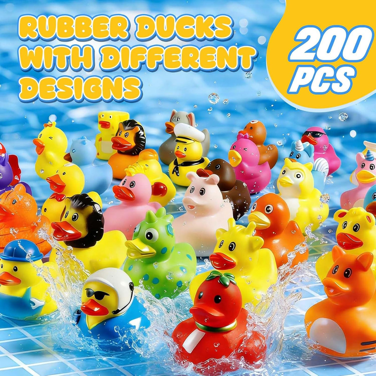 Tiaxidex 100 assorted 2 inch mini rubber ducks in bulk with mixed designs - view 4