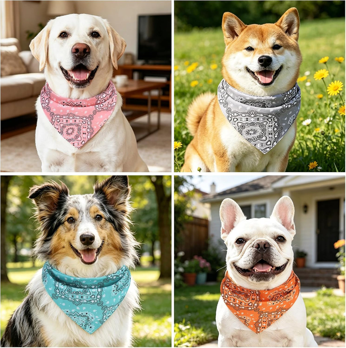 PAWCHIE Dog Bandanas Small Reversible Styles Pet Triangle Scarf Bibs - Vintage Style / Large - image 3