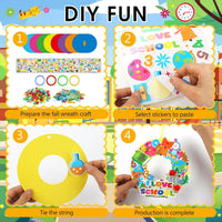 Hollowfly Thanksgiving paper wreath craft kits with gem stickers, ribbons and wool balls - view 37