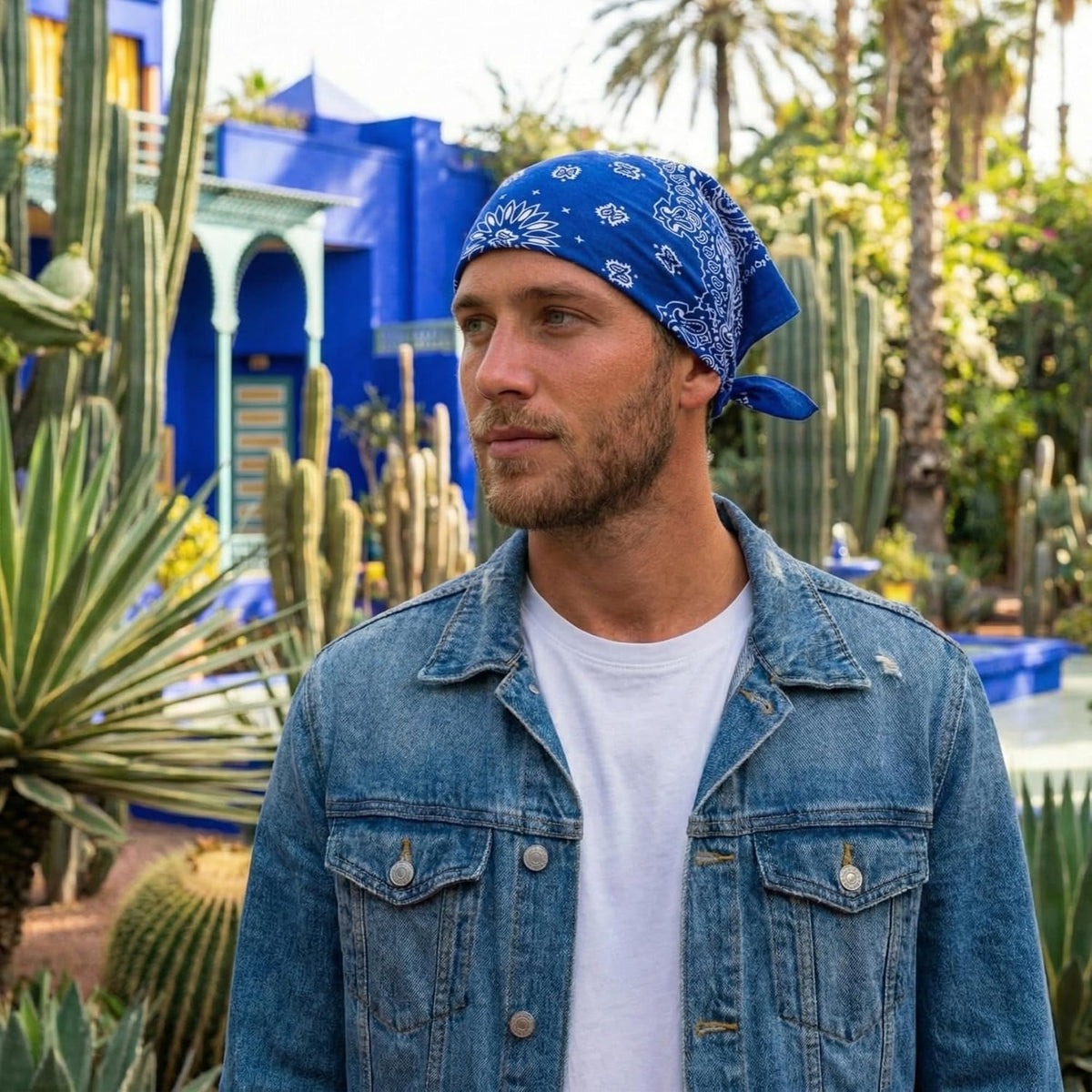 Premium Soft Cotton Bandanas Pack for Men and Women Paisley 22 x 22 - Pack of 4 Royal Blue - image 4