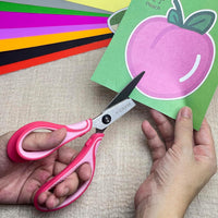SLEMOON 7 inch left handed student scissors with blue cushioned handles - view 10