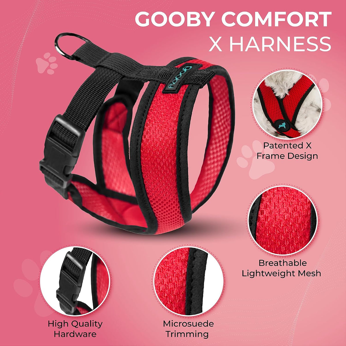 Gooby Comfort X Head-in Dog Harness, Choke-Free - X-Large Chest (20.5-28") / Red - image 2