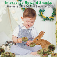Fhiny 24 PCS Rabbit Chew Toys, Natural Timothy Hay Carrot Pumpkin Purple Potato Biscuit Cubes Bunny Chew Treats for Teeth Care Small Animals Molar Snacks for Hamster Guinea Pig Chinchilla Rat