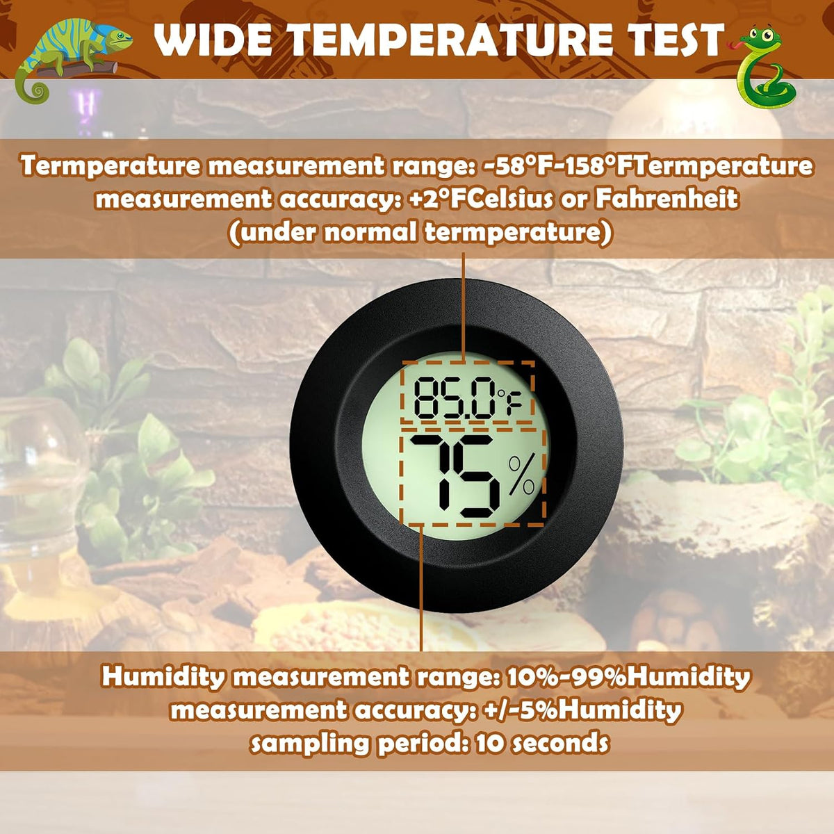 Reptile Thermometer and Humidity Gauge - 2PCS Rounded - image 3