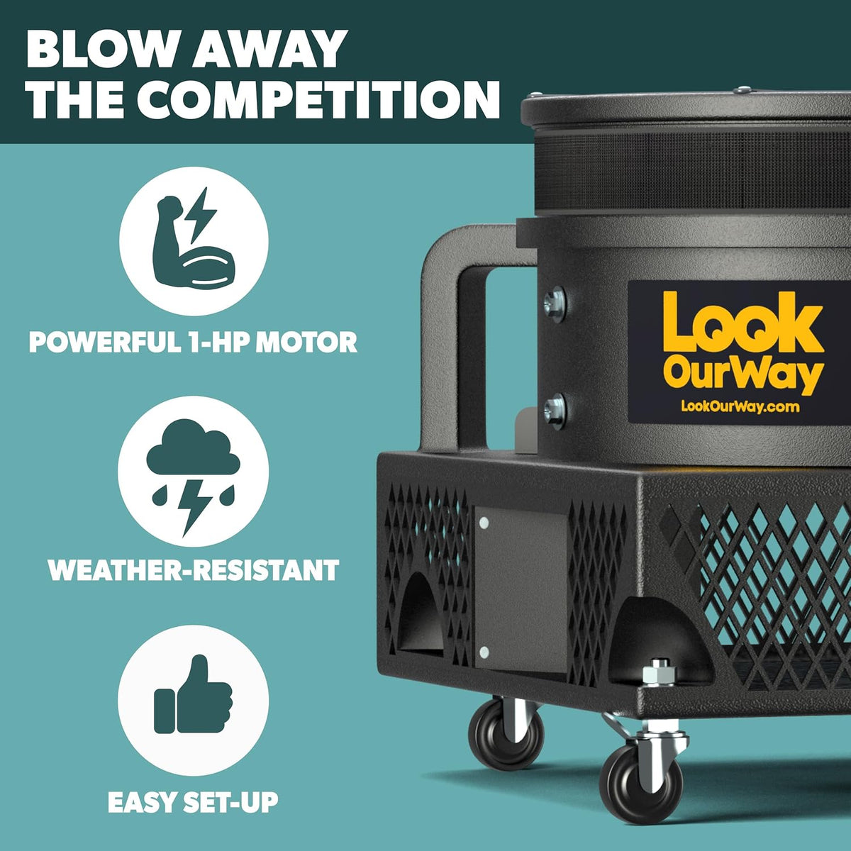 LookOurWay Air Dancers 1 HP inflatable tube man blower with 18 inch outlet and roller wheels - view 2