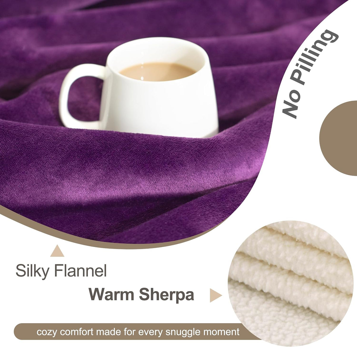 Waterproof Blanket for Bed Couch, Sherpa Fleece Throw, 50x60 – Essentials for Dogs - 30x40 inches / Dark Purple - image 3