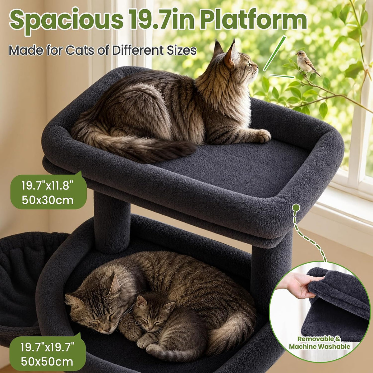 Cat Tree Tower for Indoor Large Adult Cats - Dark Grey - image 2
