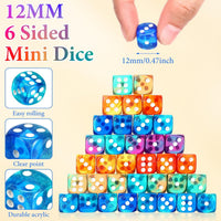 Foilswirl 144-piece 12mm mini dice set in brown, dark red, blue and gray with storage boxes - view 9