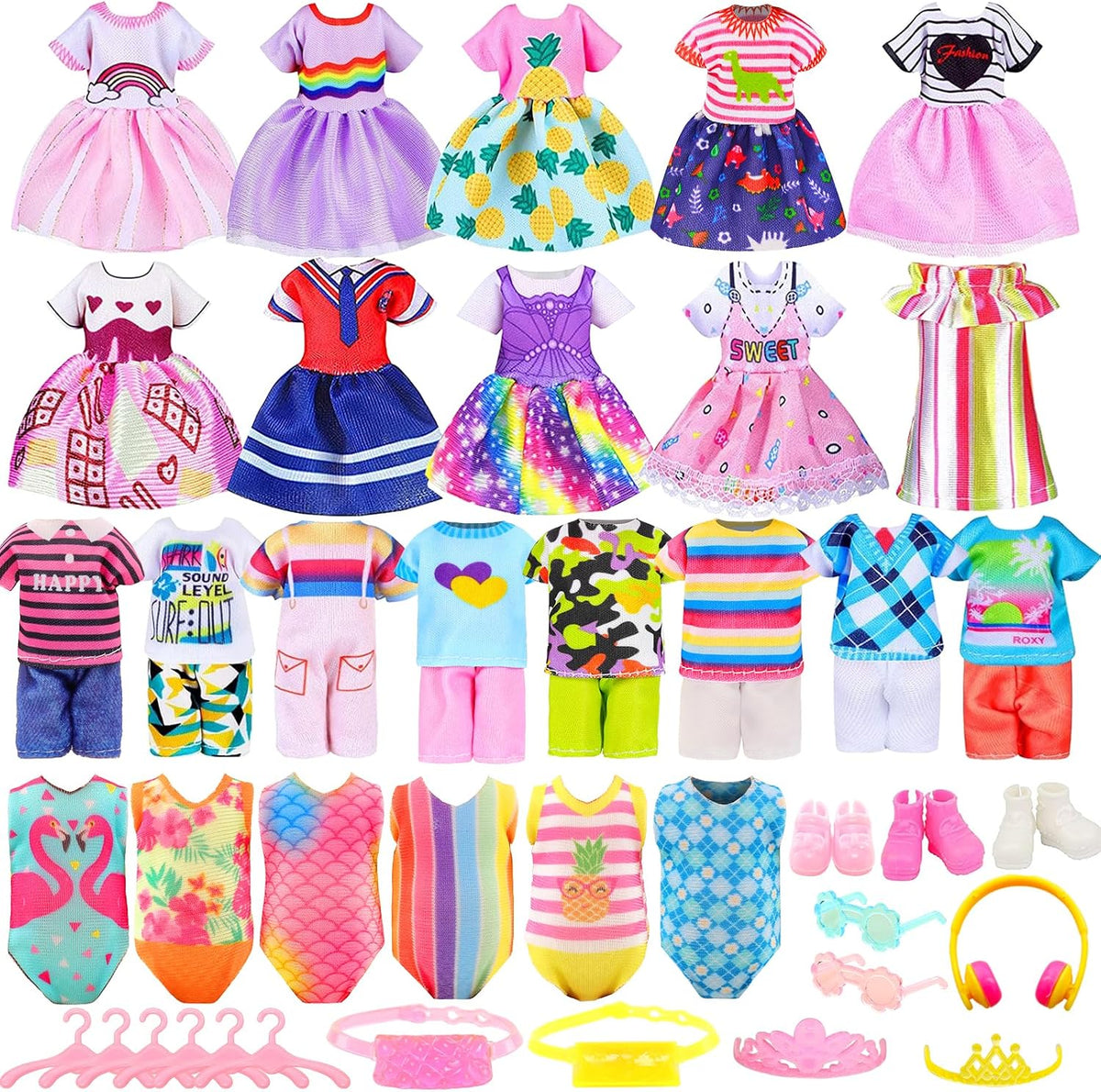 30 PCS Mini 6 Inch Doll Clothes and Accessories for 5.3-6 Inch Dolls – Fun for Kids & Family - 12 PCS