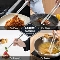 16 Inch long Kitchen Tweezers - 2 Pack large Tweezer Tongs for Cooking, Heavy Duty Stainless Steel Heat Resistant 600°F Food tweezers, Dishwasher safe