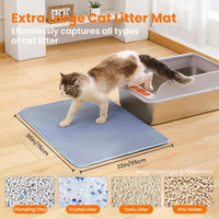 Cat Litter Mat, Double Layer Honeycomb Litter Box Mat – Daily Care for Cats - 30x22 Inches / Blue - image 2