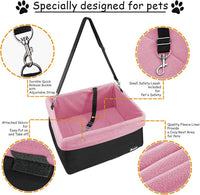 Jespet Dog Booster Seat for Cars, Travel Carrier with Seat Belt – Essentials for Dogs - Pink-16 L x 13" D x 9" H - image 3