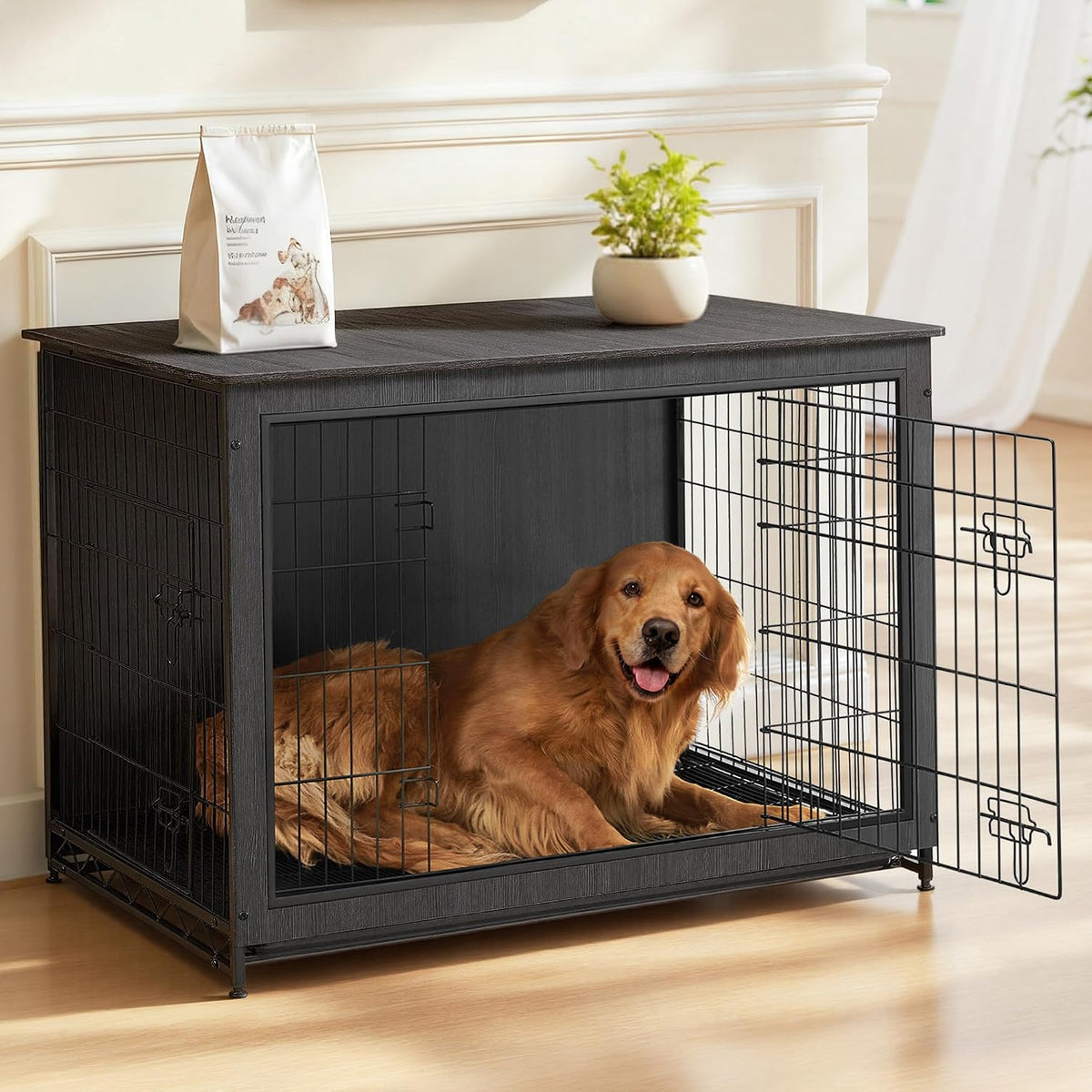 Feandrea 27.2" Dog Crate Furniture - Ink Black / 44.1"L x 29.5"W x 32.3"H