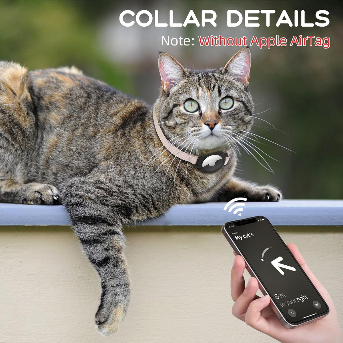 AirTag Cat Collars, Stretchy Collar with Air Tag Holder and Bell – Essentials for Cats - Khaki - image 4